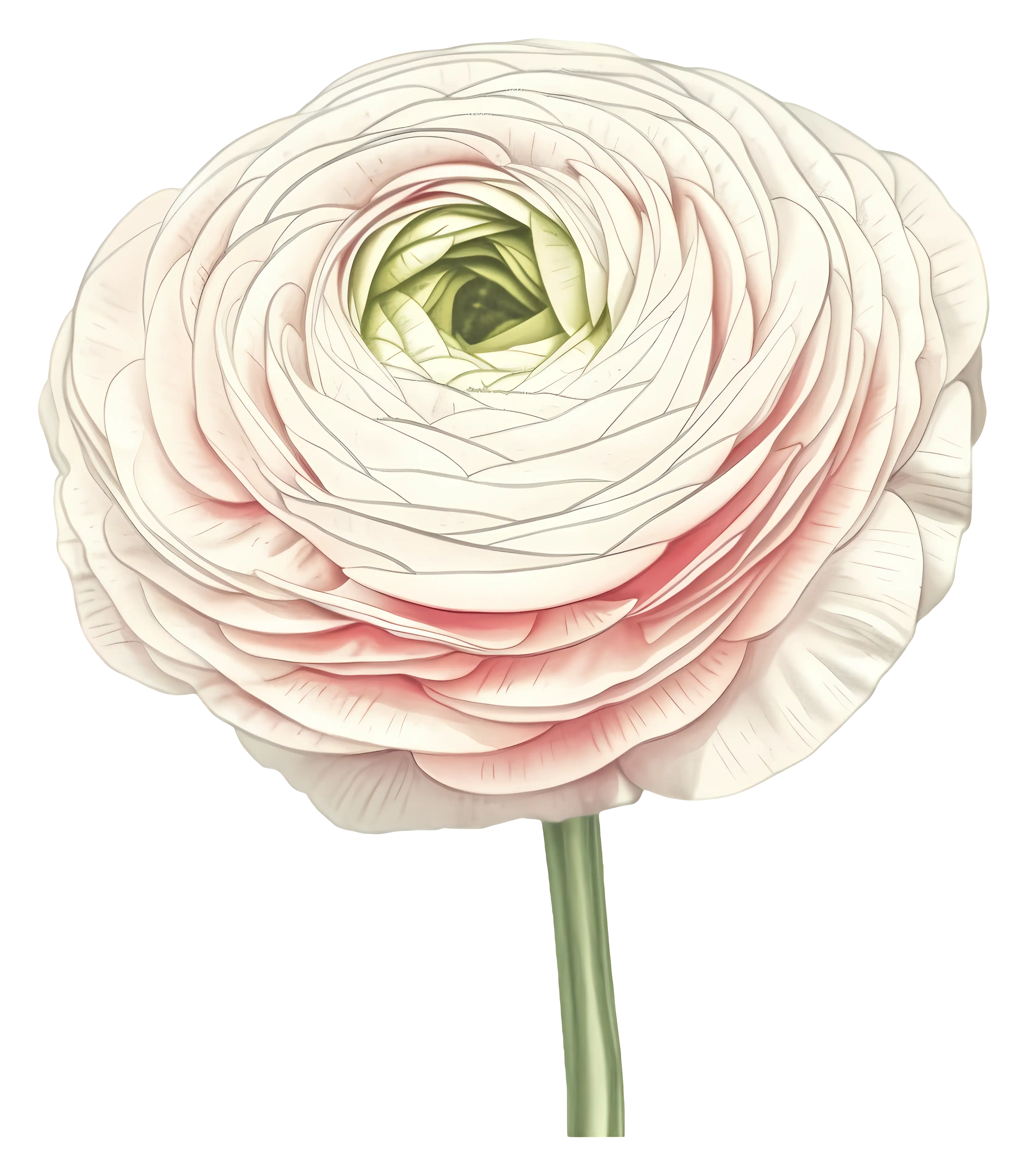 Realistic Illustration of a Ranunculus Flower