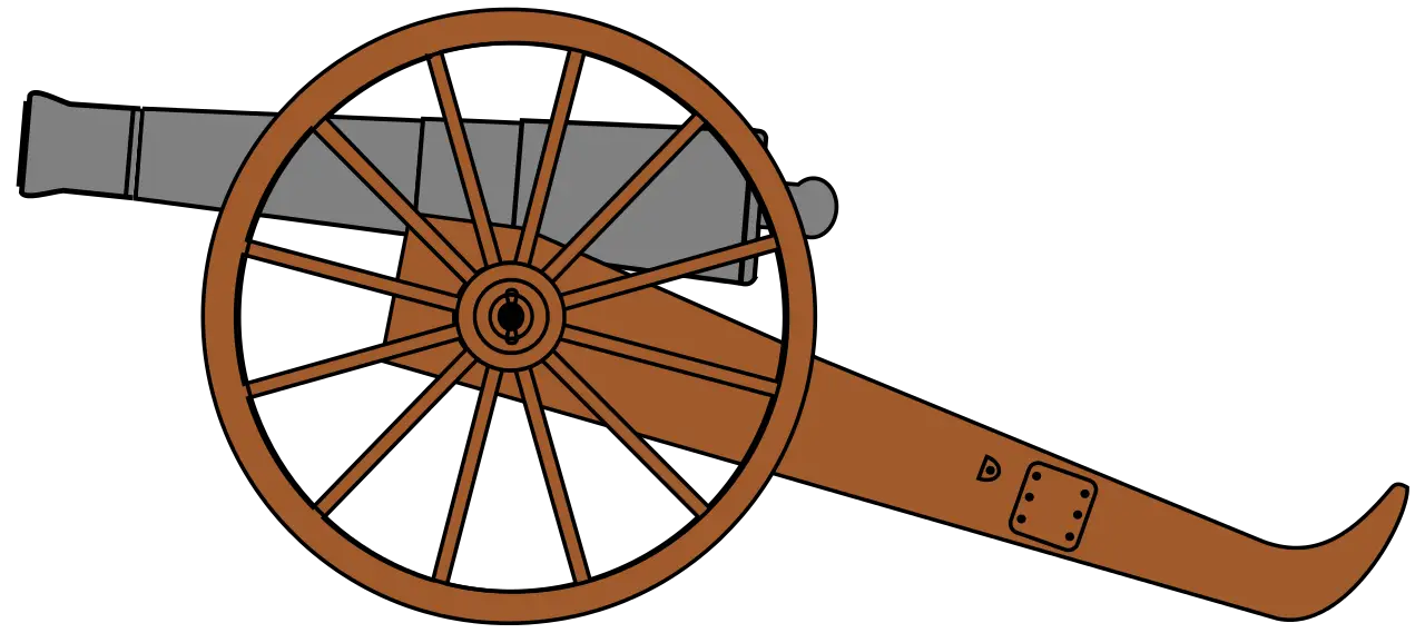 Vintage Cannon Illustration with Wooden Wheels