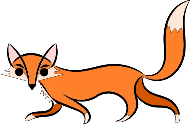 Cute Cartoon Orange Fox Drawing