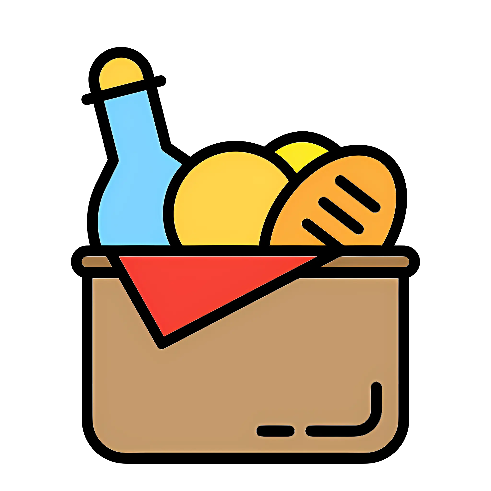 Picnic Basket with Bread and Bottle