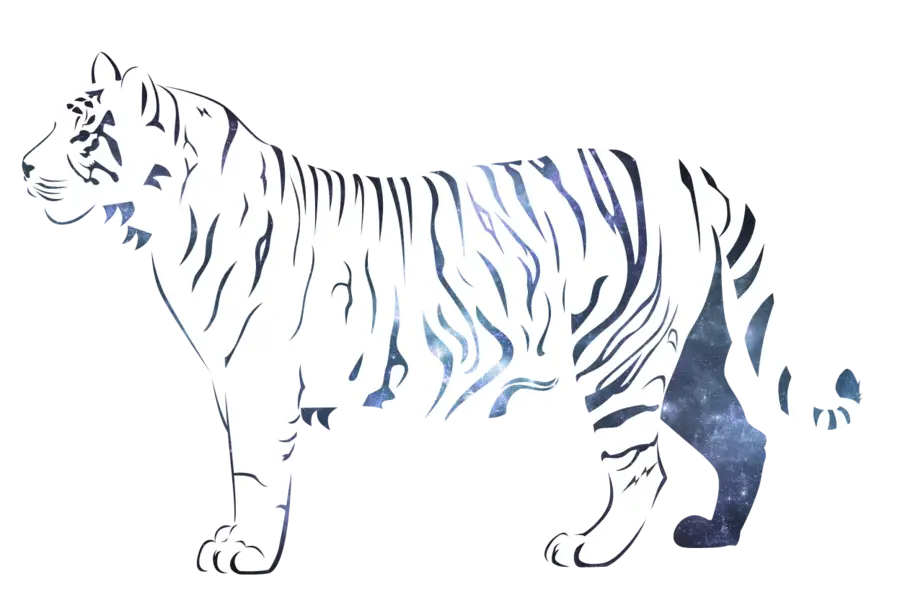 White Tiger Art with Space-Themed Design