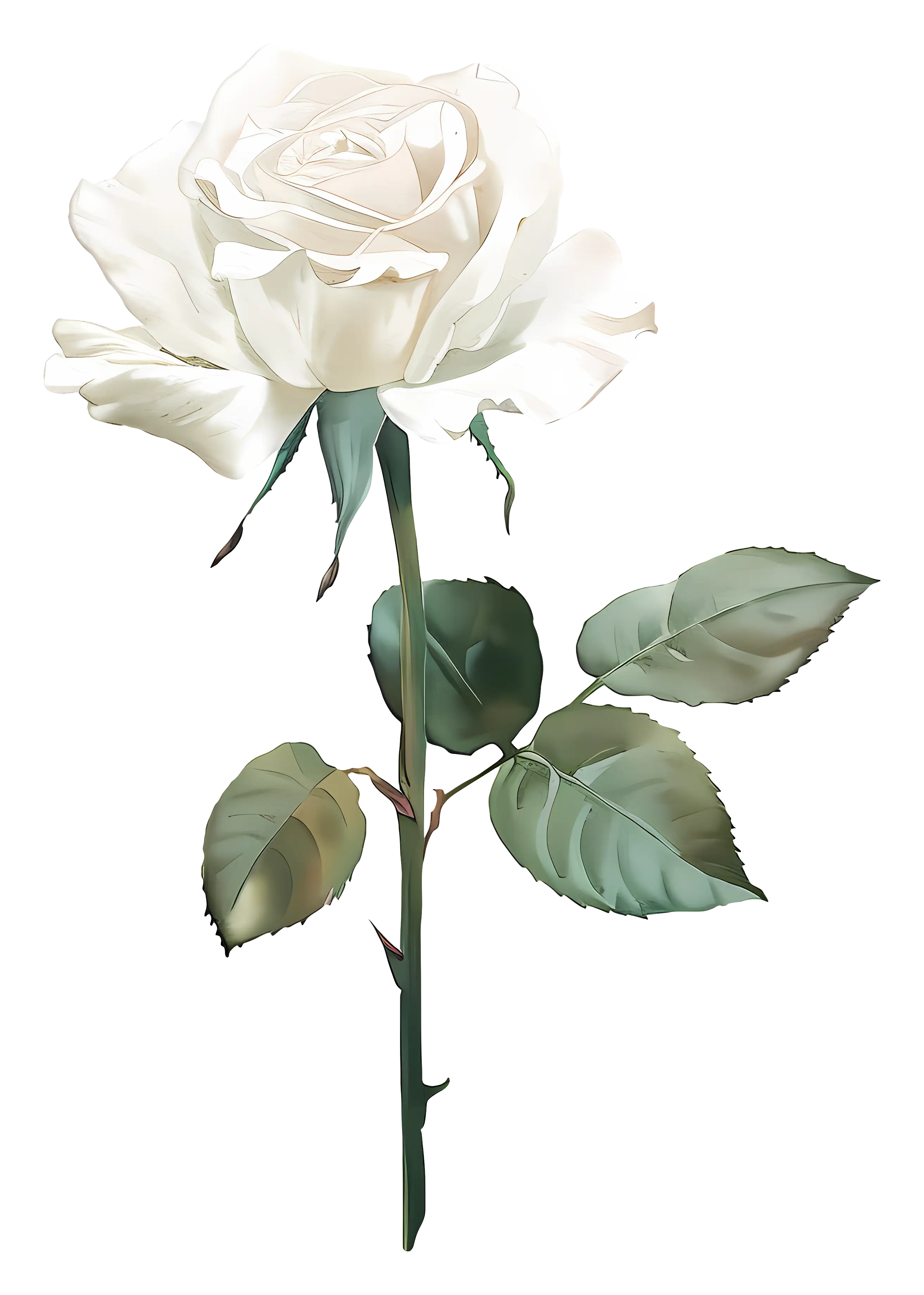 Red Rose with Green Leaves