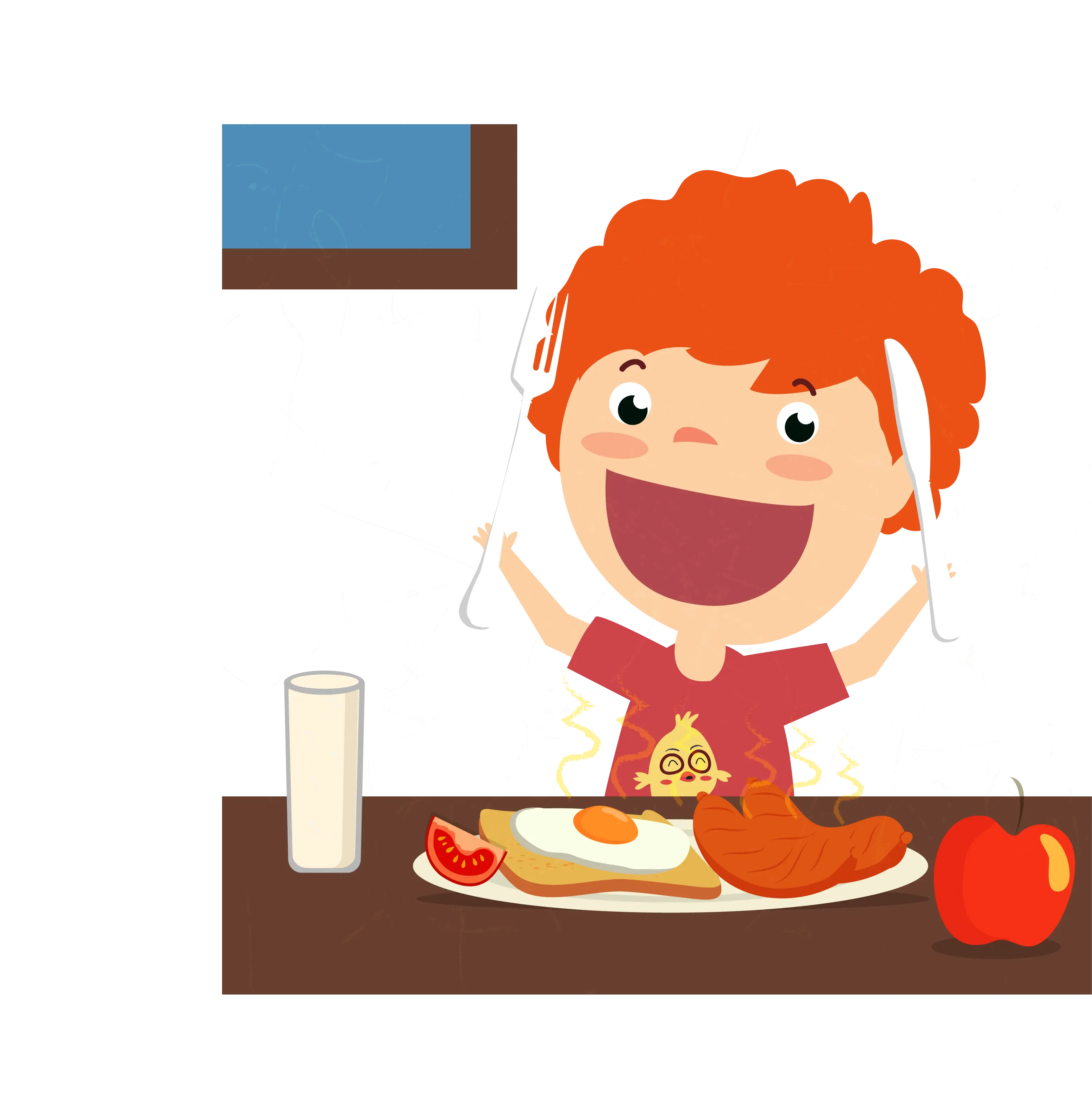 Happy Child Eating Breakfast