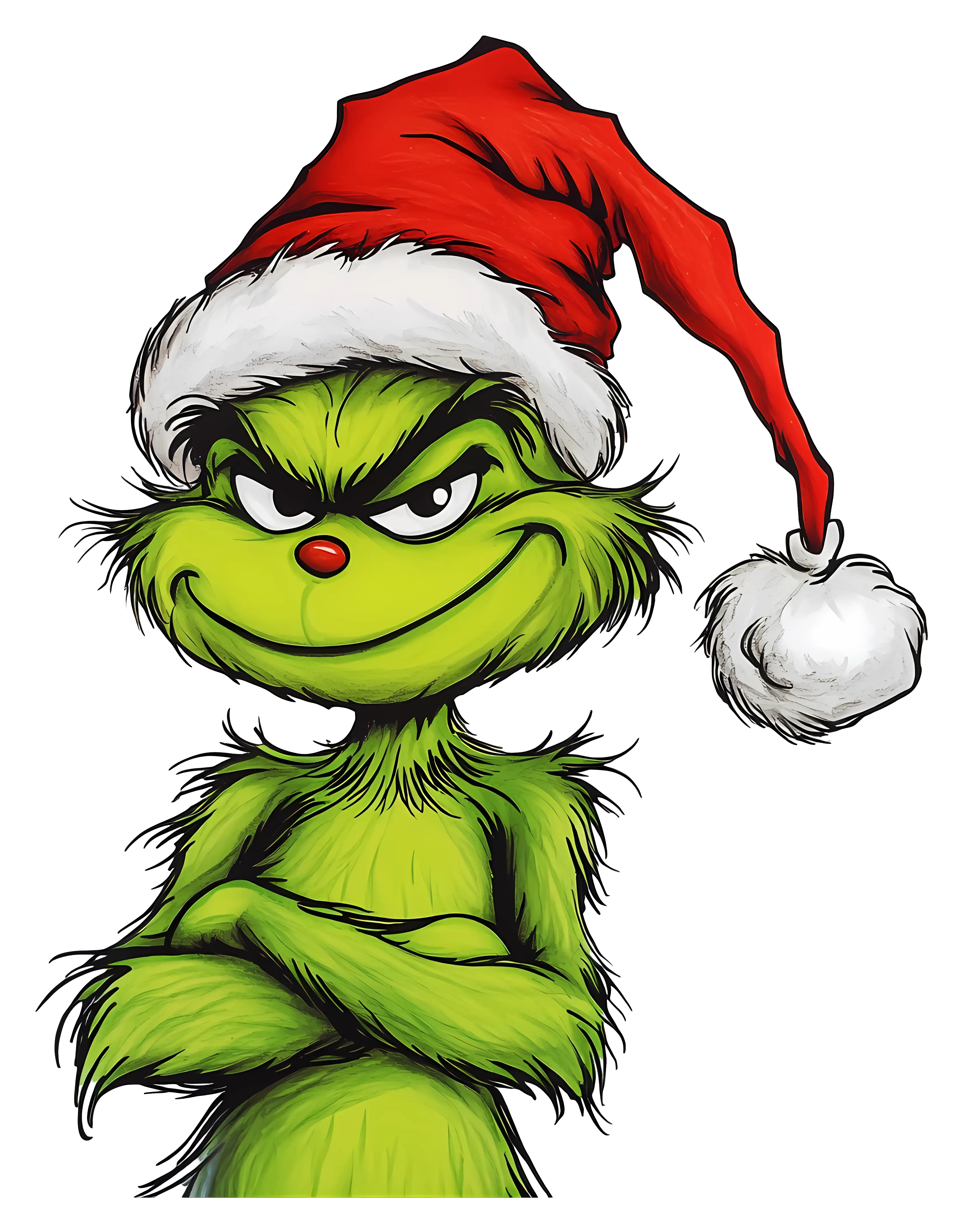 Cartoon Green Character Wearing a Santa Hat