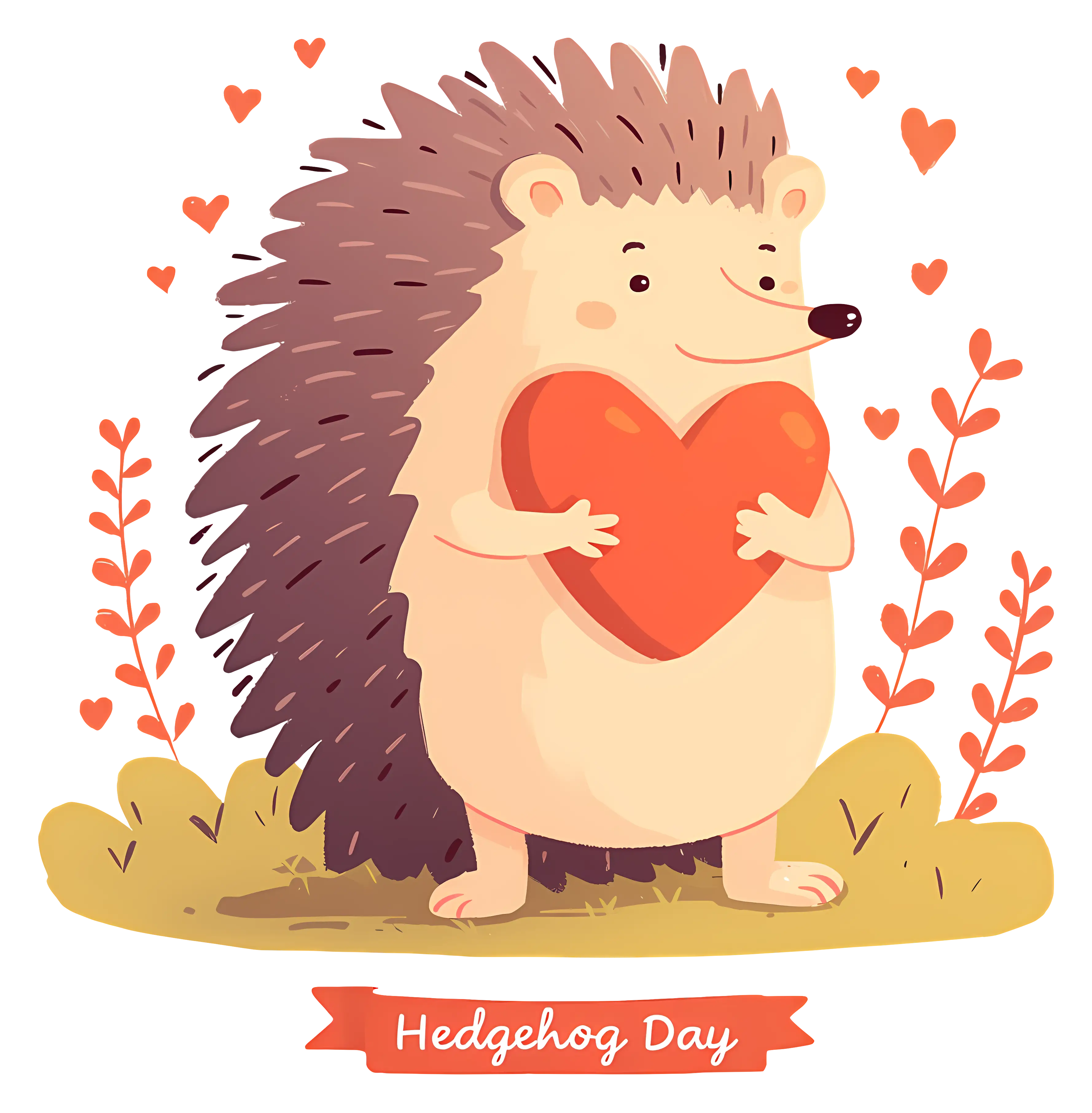 Cute Hedgehog Holding a Heart for Hedgehog Day