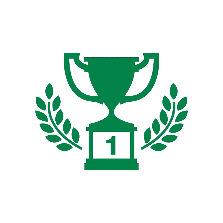 Green Trophy with Laurel Decor for Achievement