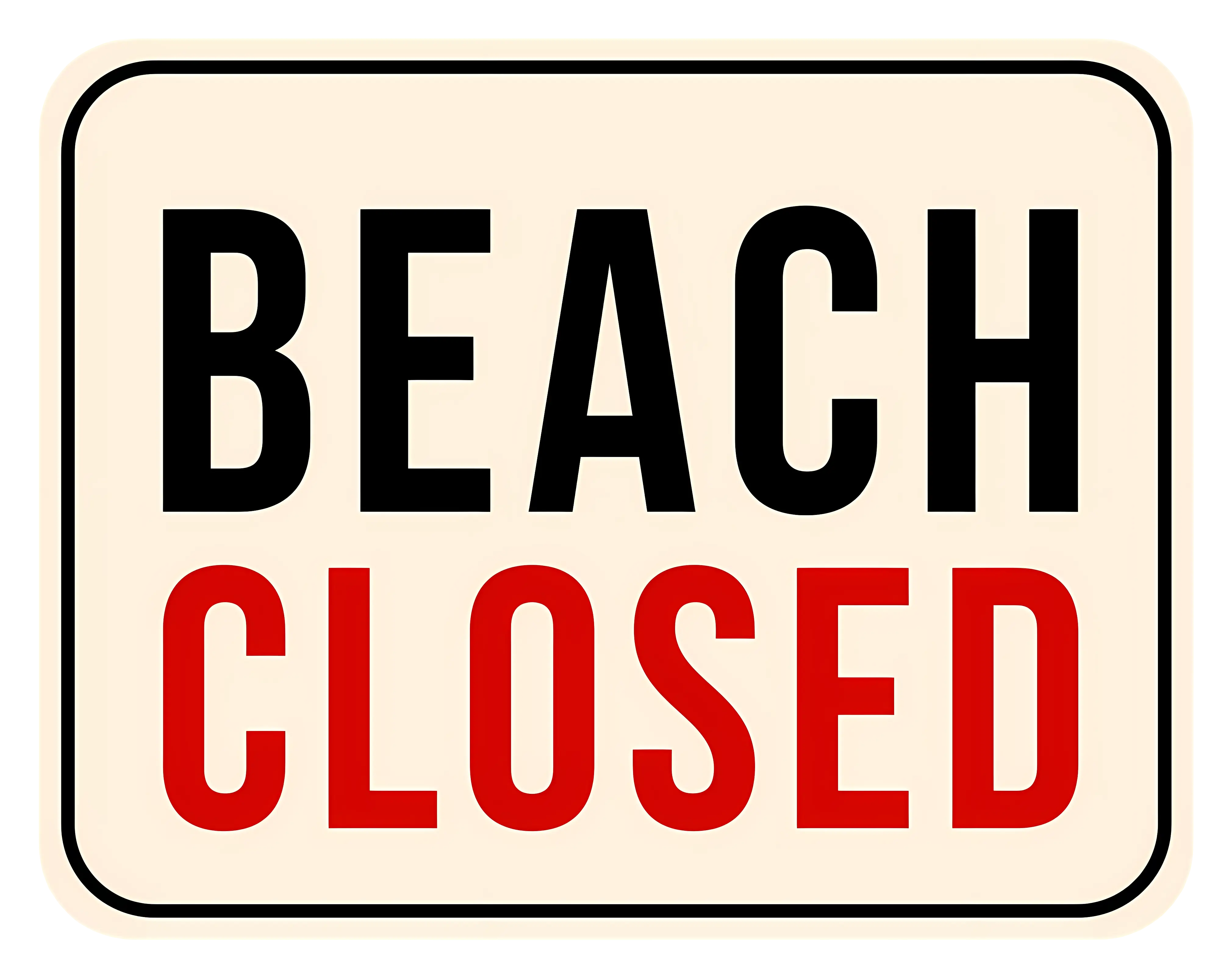 Beach Closed Warning Sign