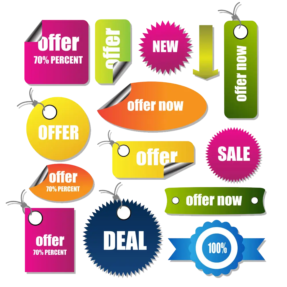 Colorful Discount and Offer Tags