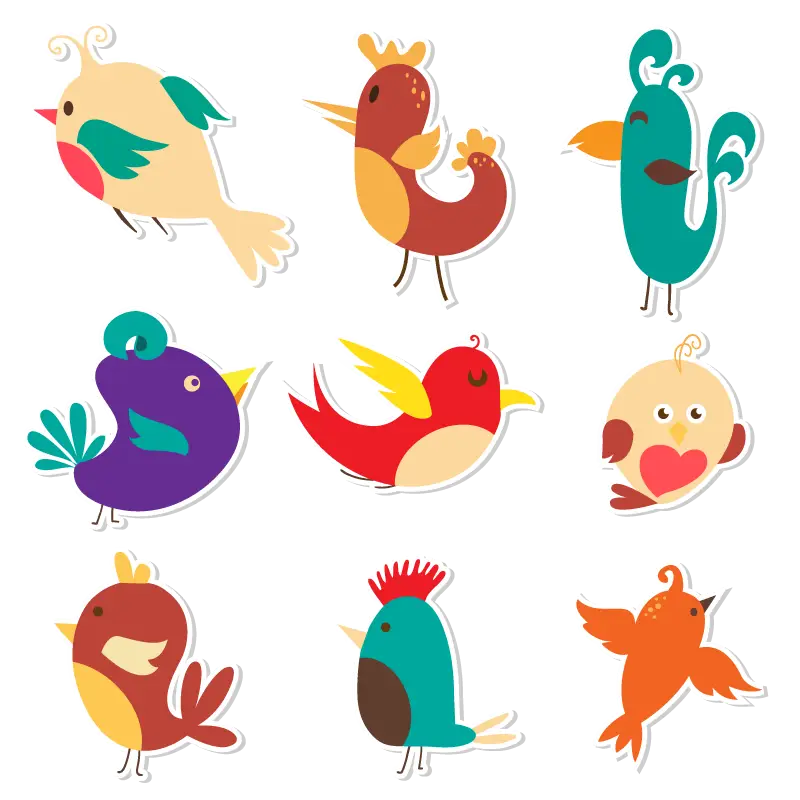 Colorful Cartoon Birds