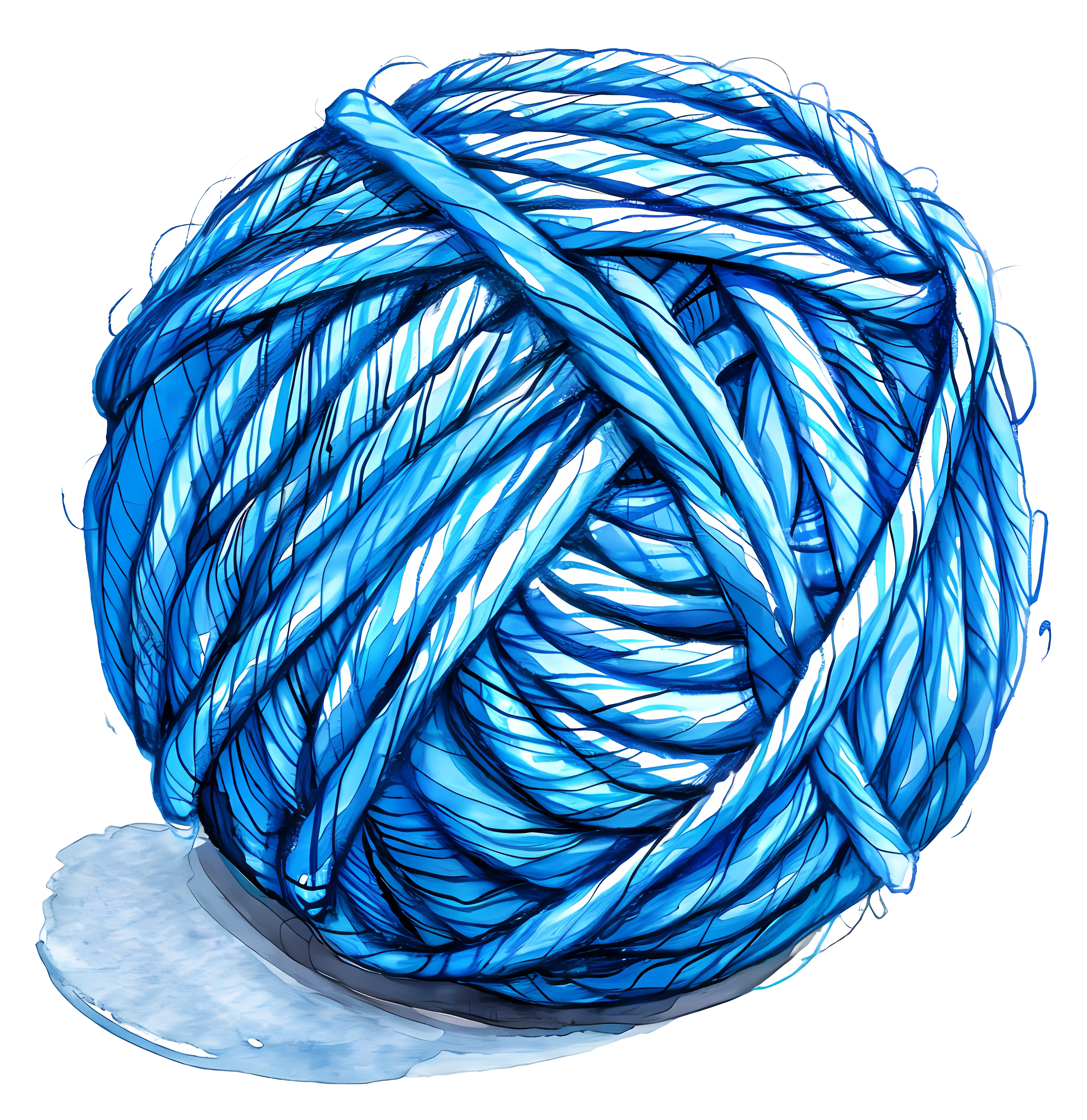 Blue Yarn Ball Illustration for Knitting