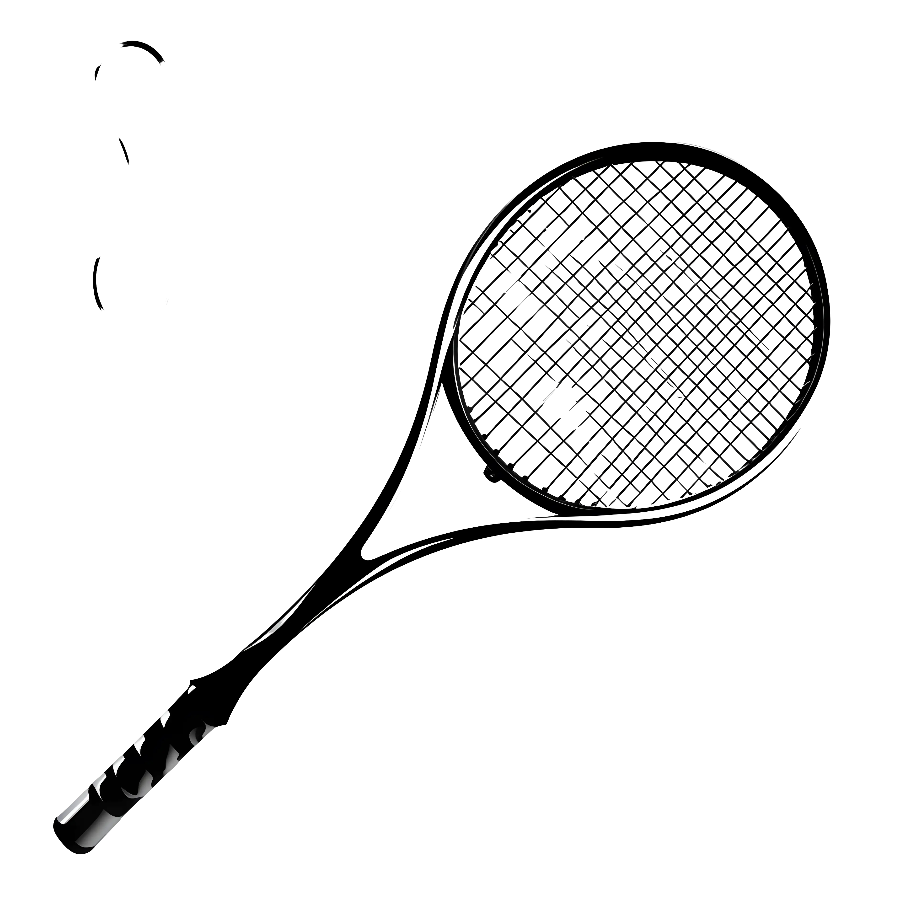 Sleek Black Tennis Racket with Mesh Strings
