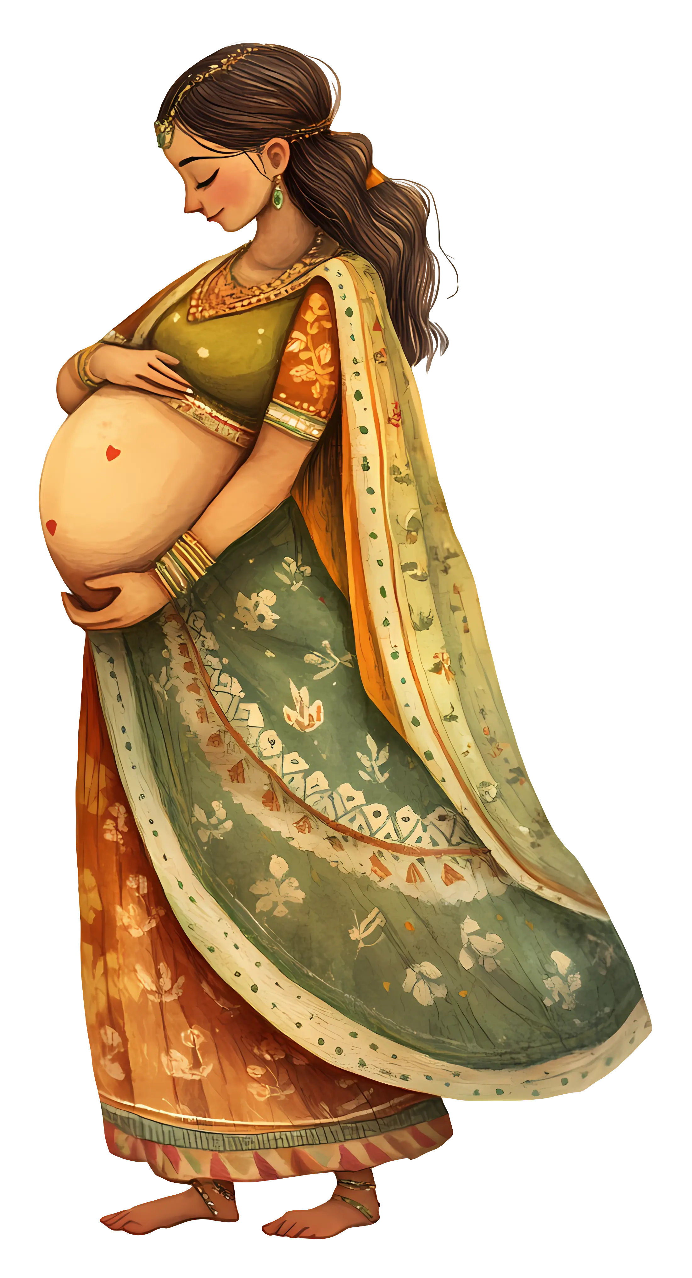 Pregnant Woman in Traditional Attire