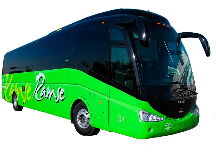 Bright Green Tour Bus for Travel