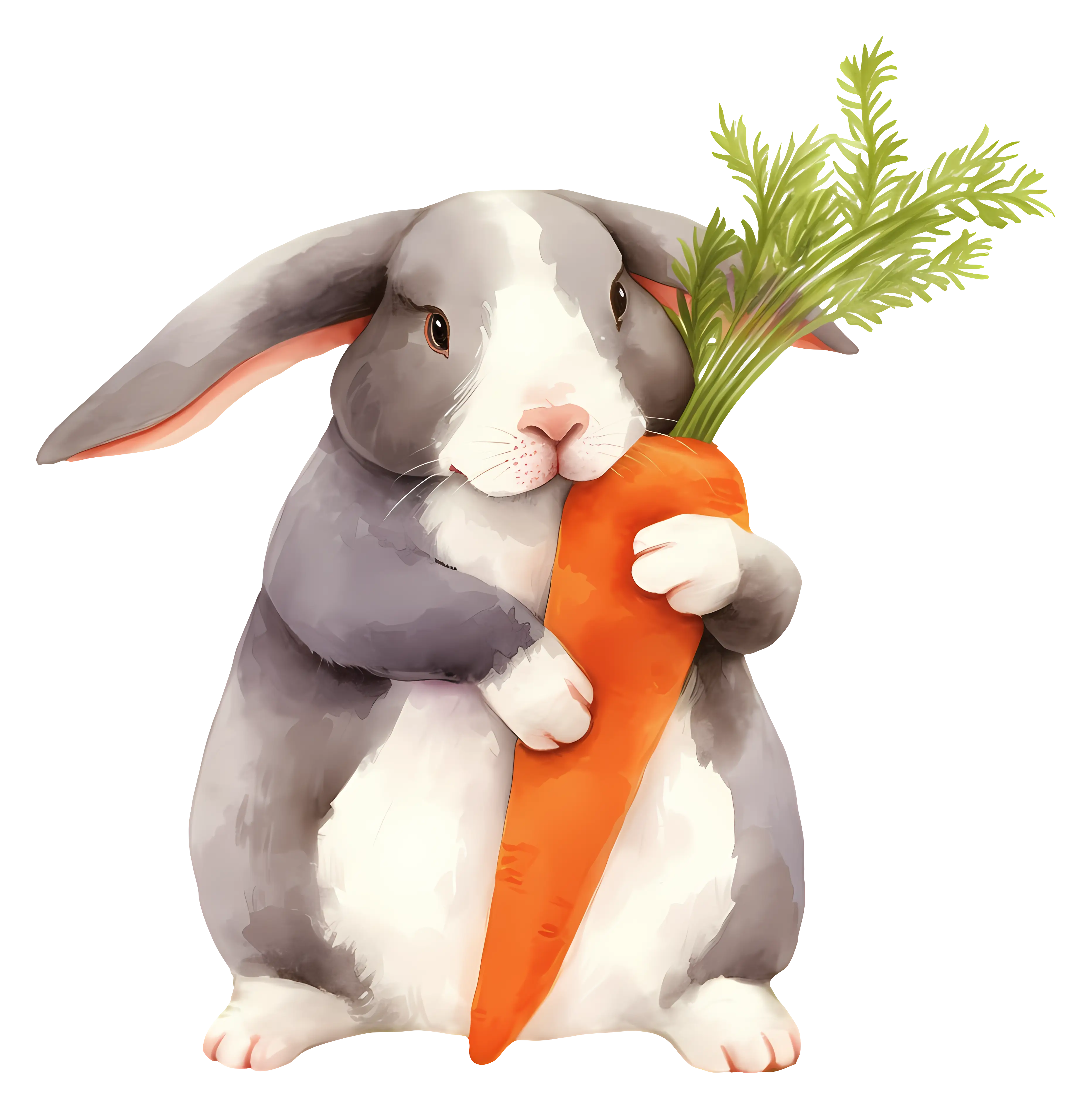 Adorable Rabbit Holding a Carrot Illustration