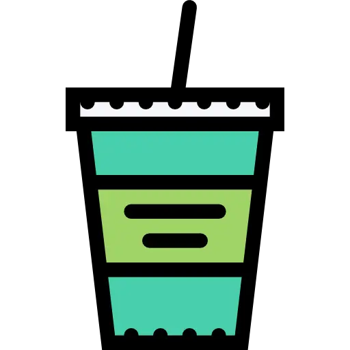 Drink Cup with Straw in Cartoon Style