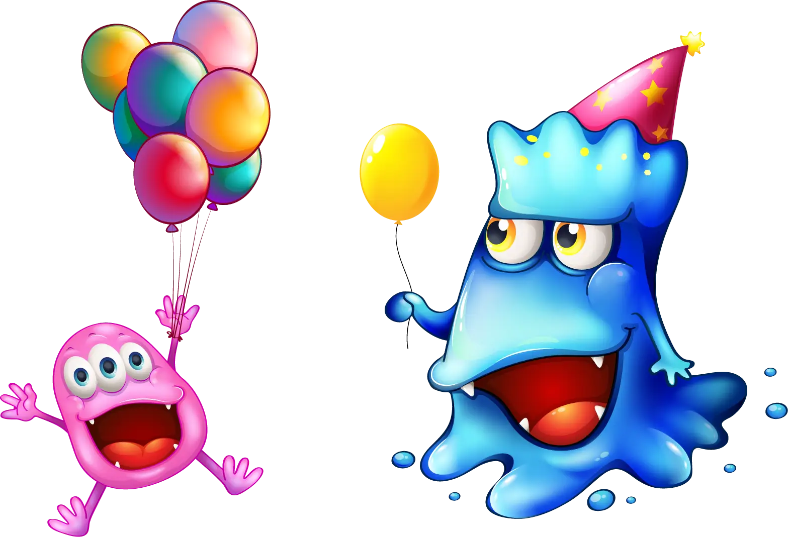 Colorful Cartoon Monsters with Balloons