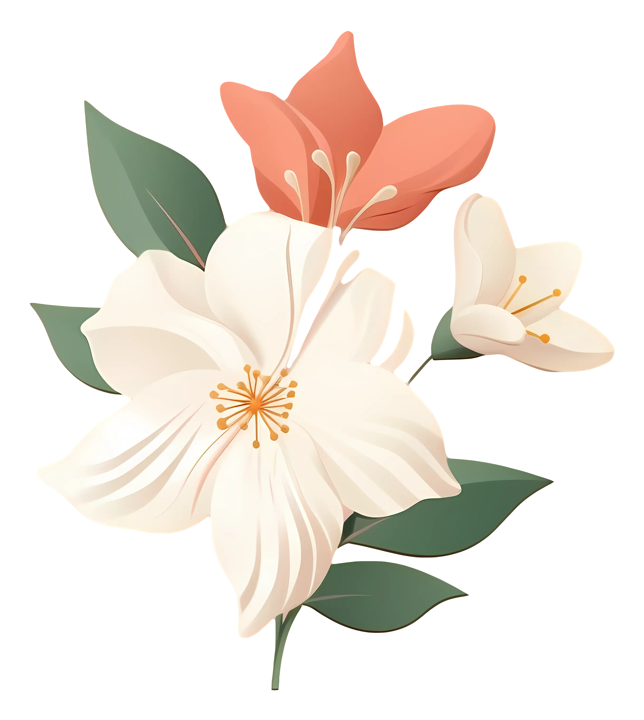 Elegant White and Orange Flowers