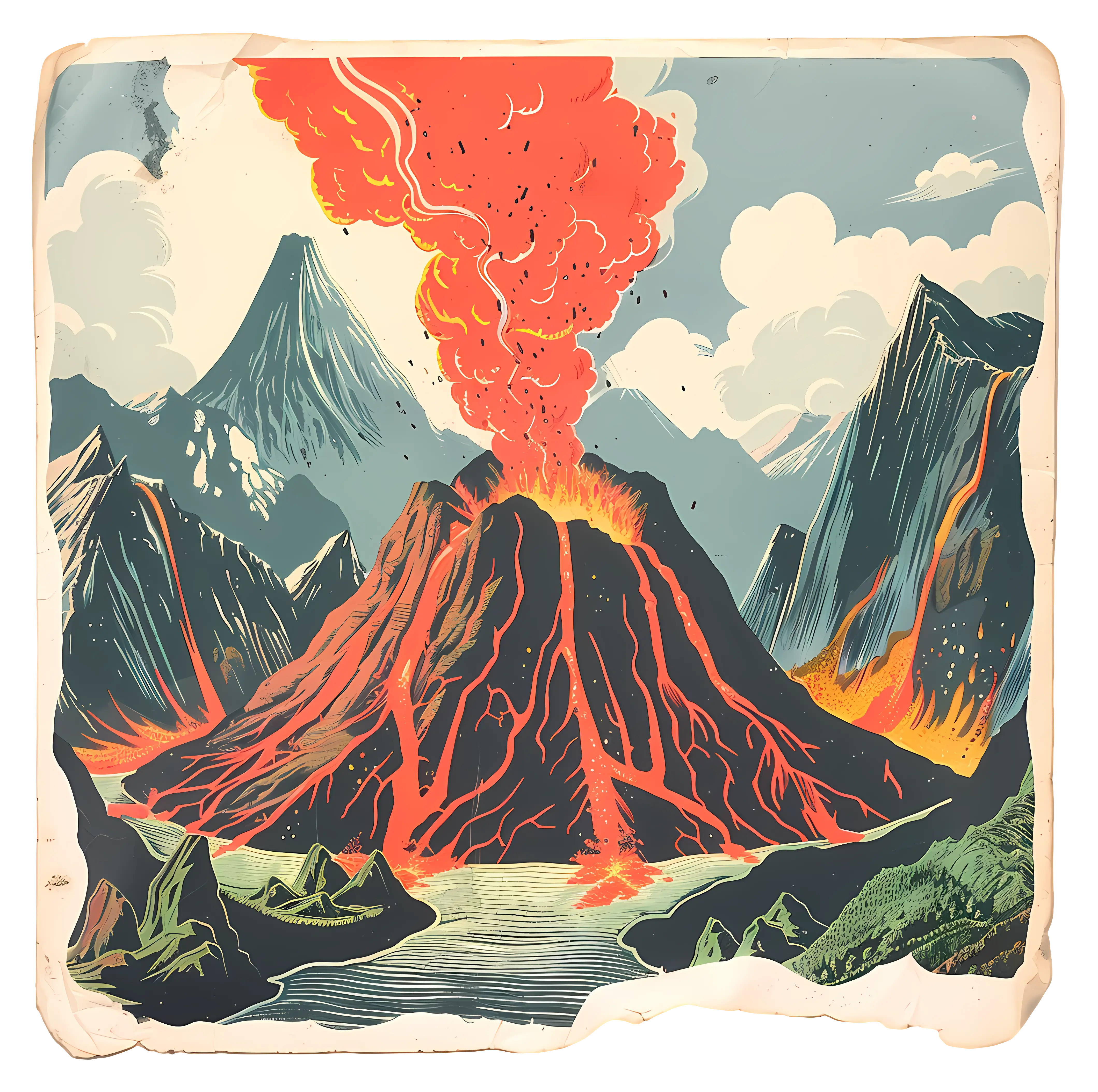 Volcano Eruption Illustration