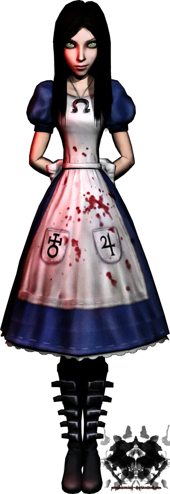 Gothic Girl in Blood-Stained Dress