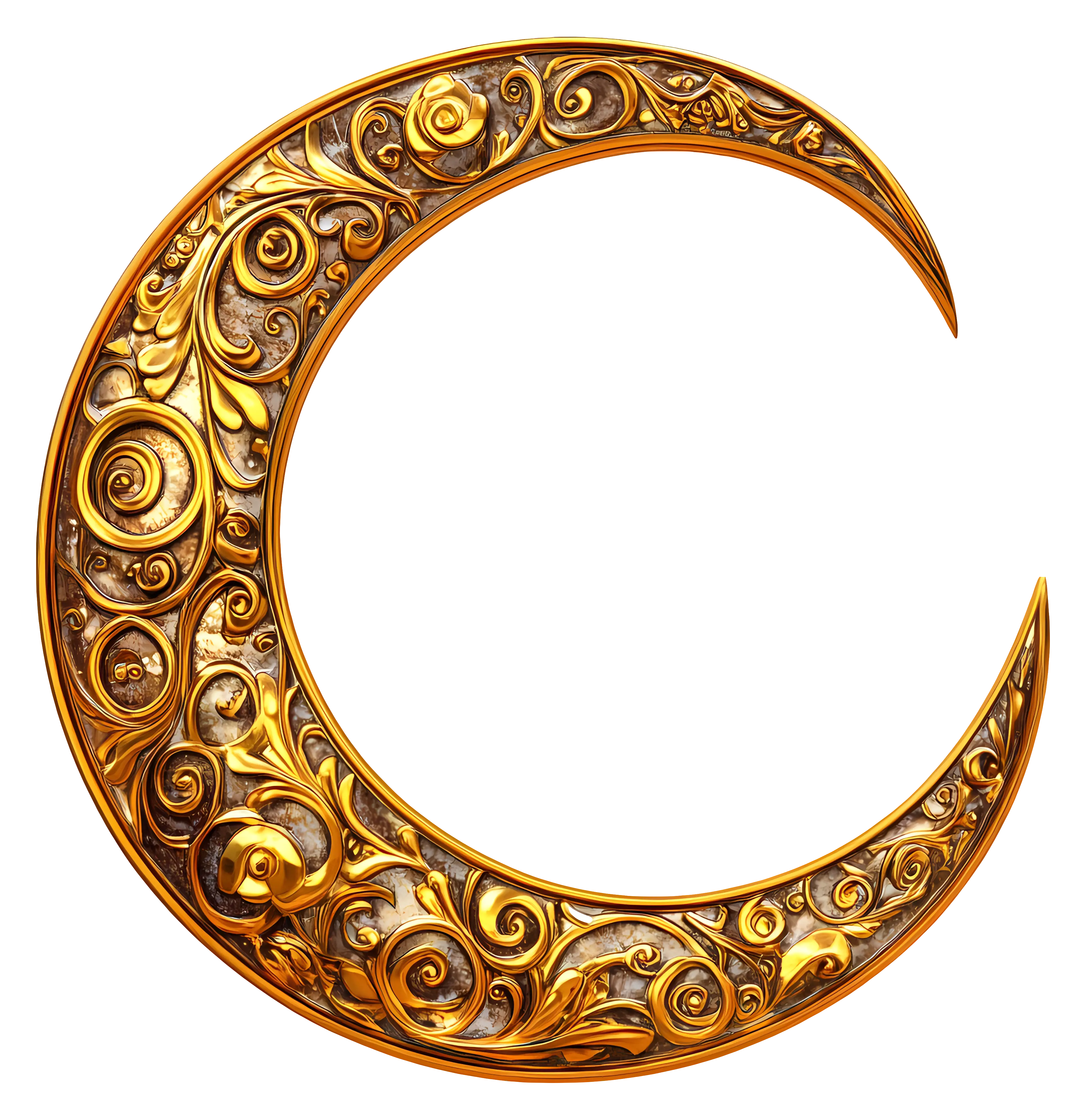 Ornate Golden Crescent Decoration