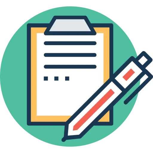 Clipboard with Pen in Minimalist Icon Style