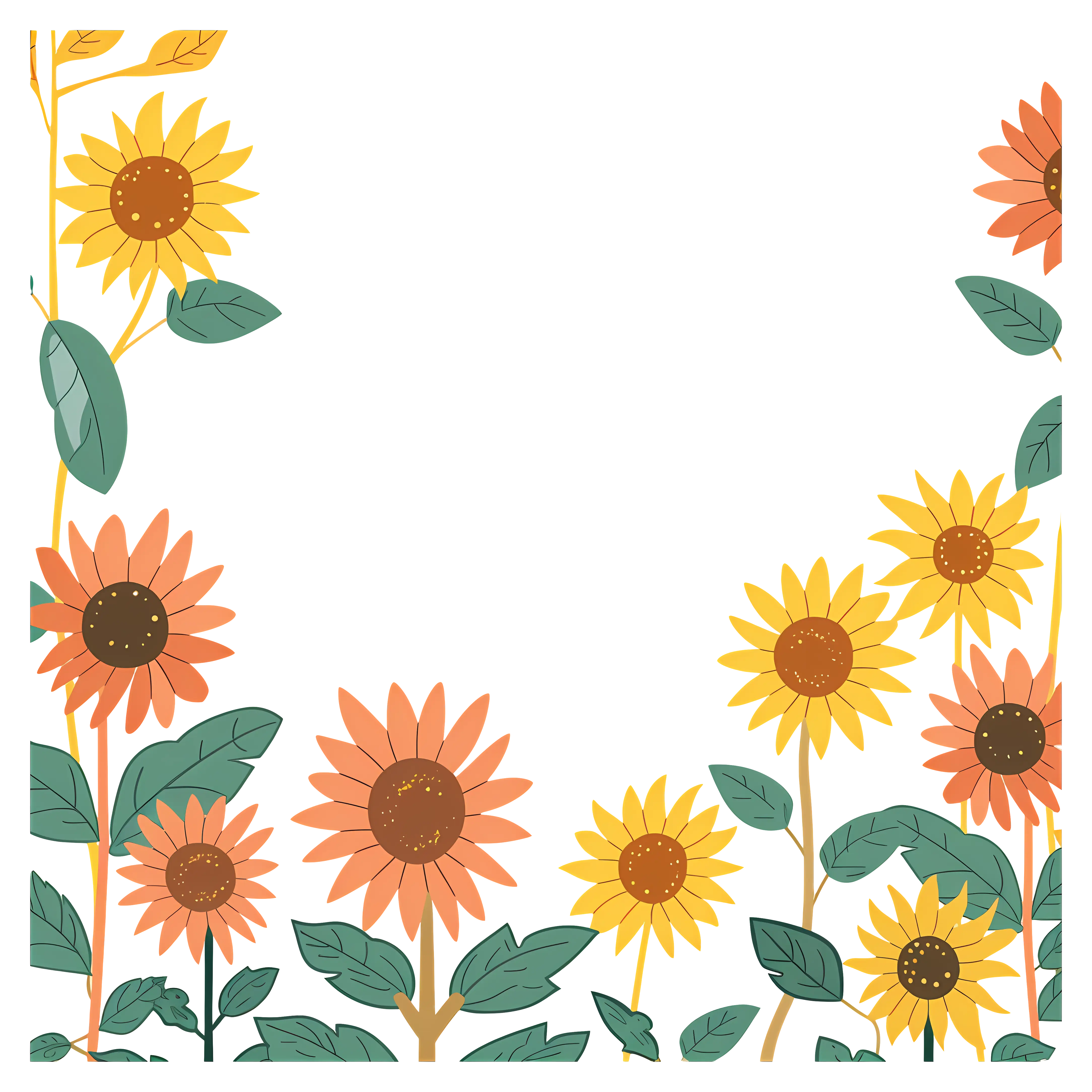Sunflower Frame with Bright Yellow Petals