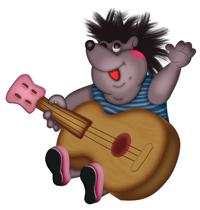 Cartoon Hedgehog Playing Guitar