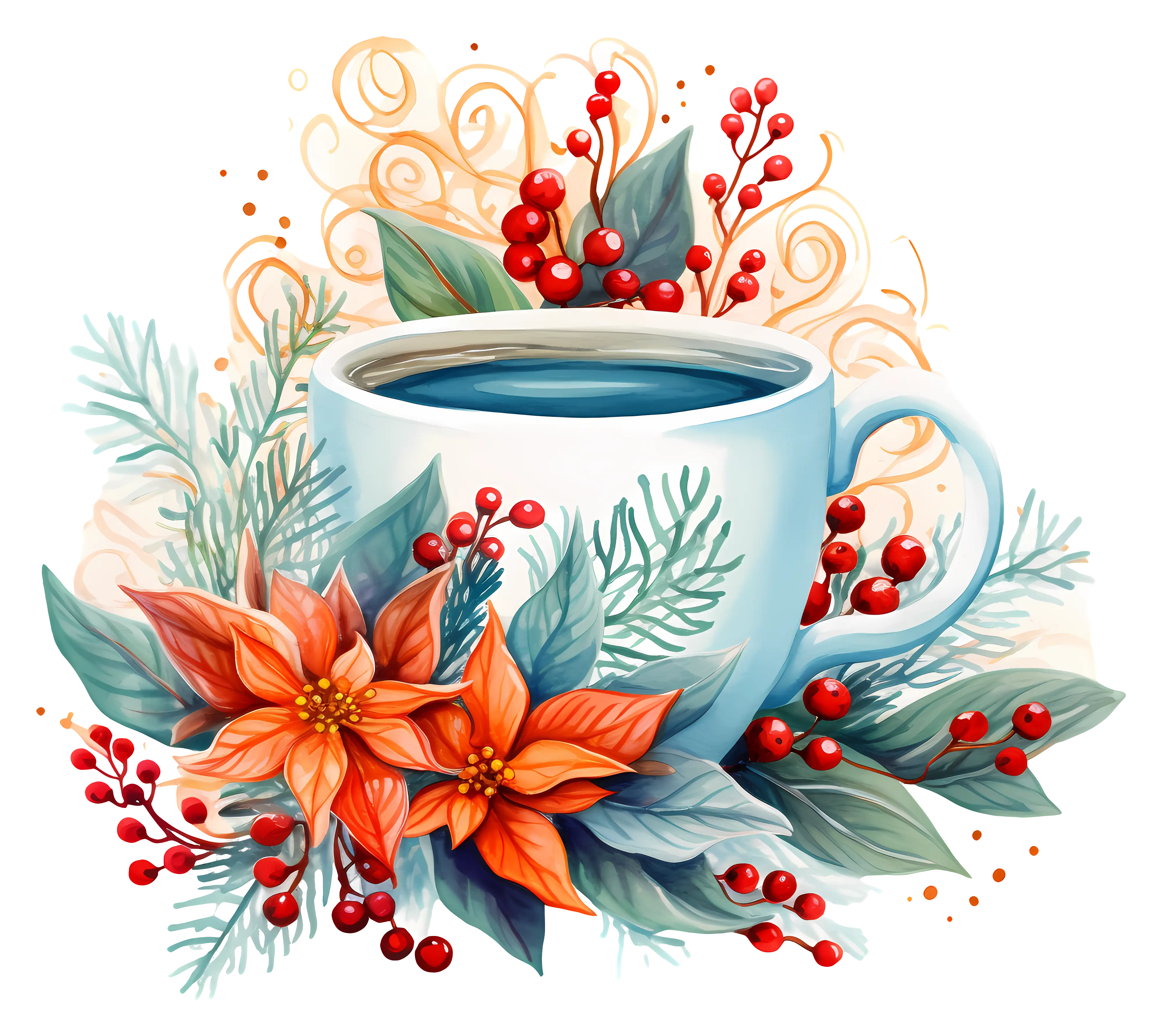 Coffee Cup with Festive Flowers