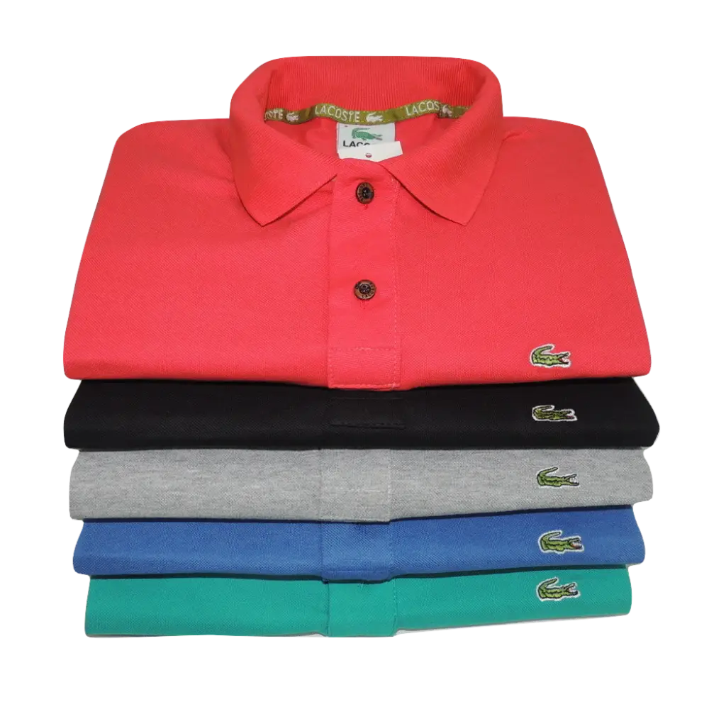 Stack of Folded Colorful Polo Shirts
