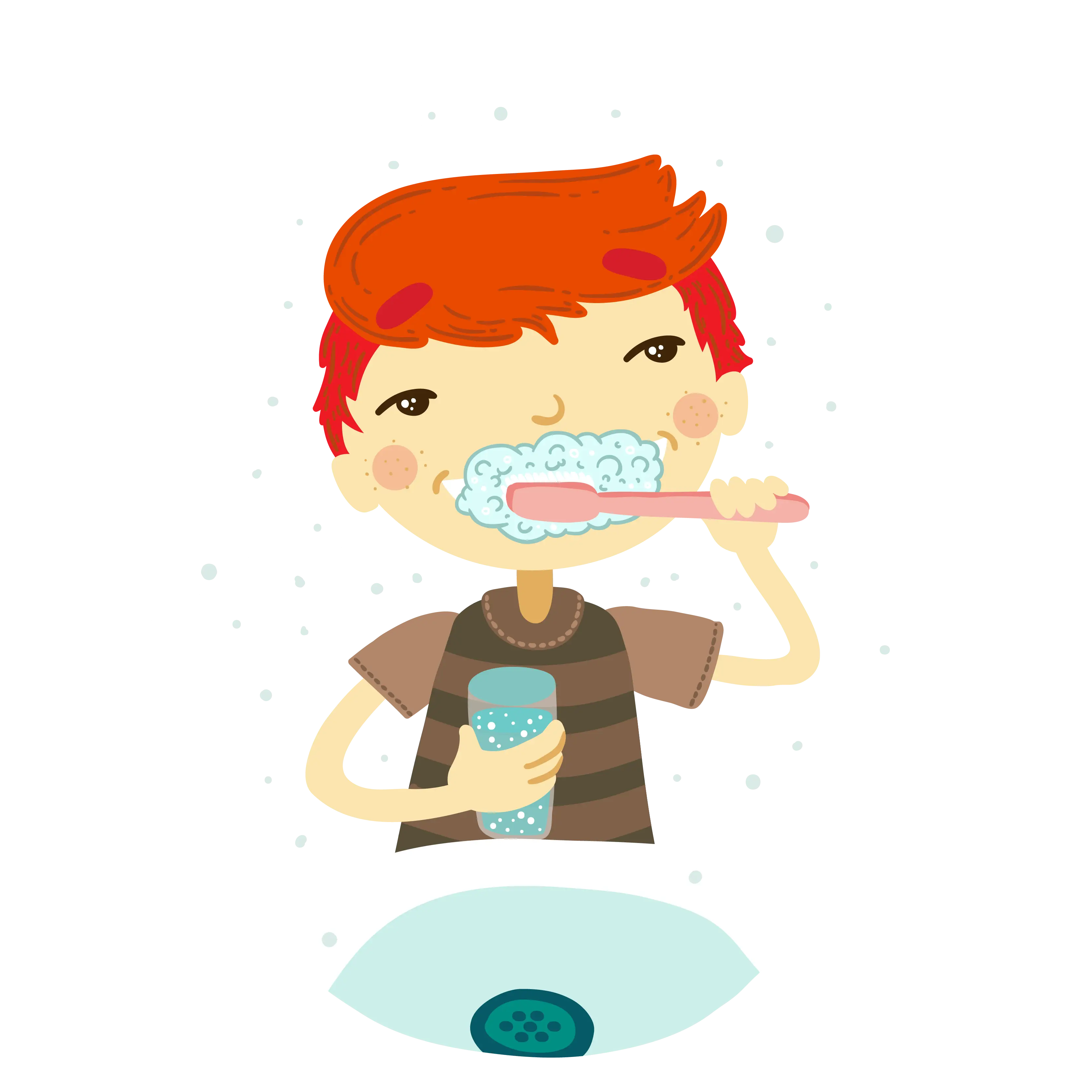 Boy Brushing Teeth Illustration