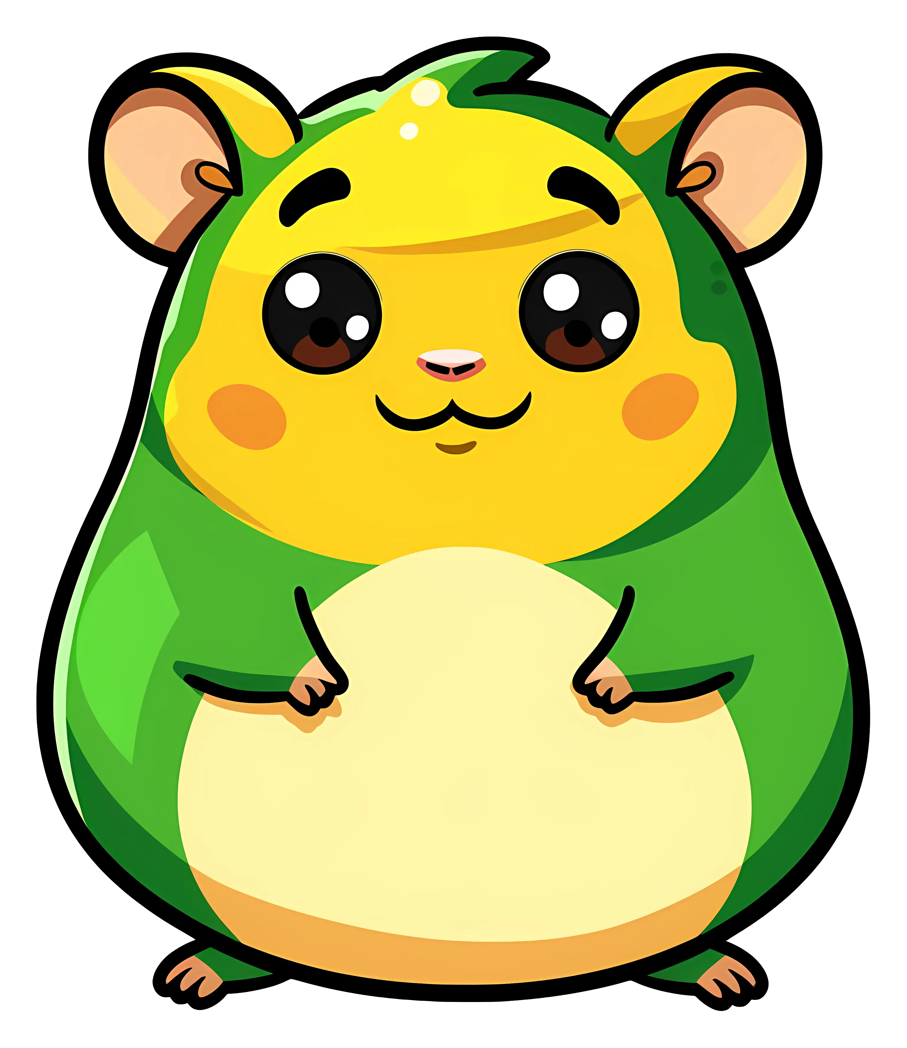 Adorable Green and Yellow Cartoon Hamster