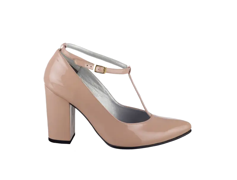 Elegant Beige High-Heeled Shoe with Strap