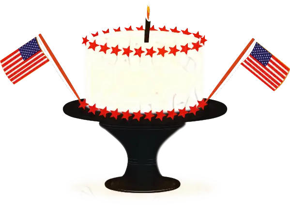 Patriotic Cake with Flags and Candle