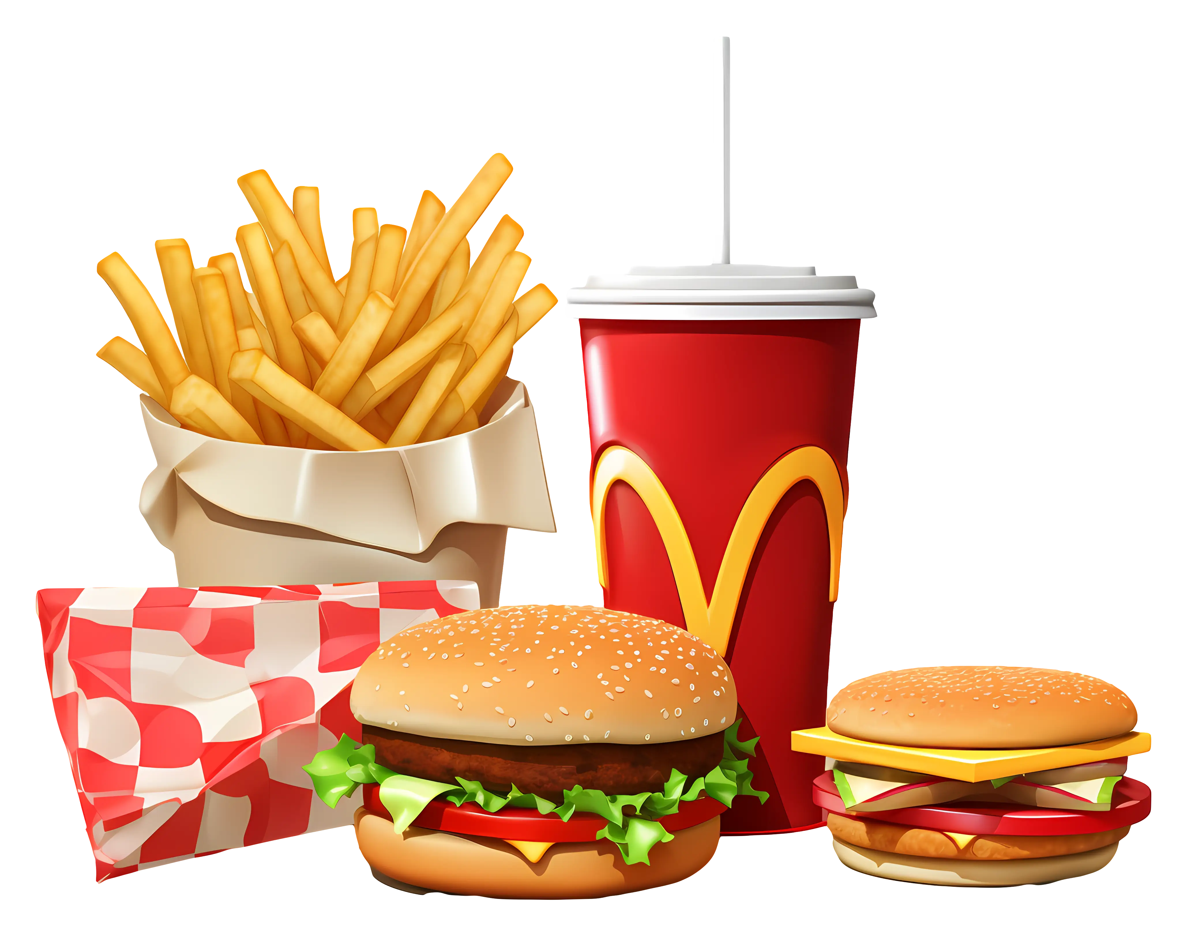 Fast Food Meal with Burger, Fries, and Soda