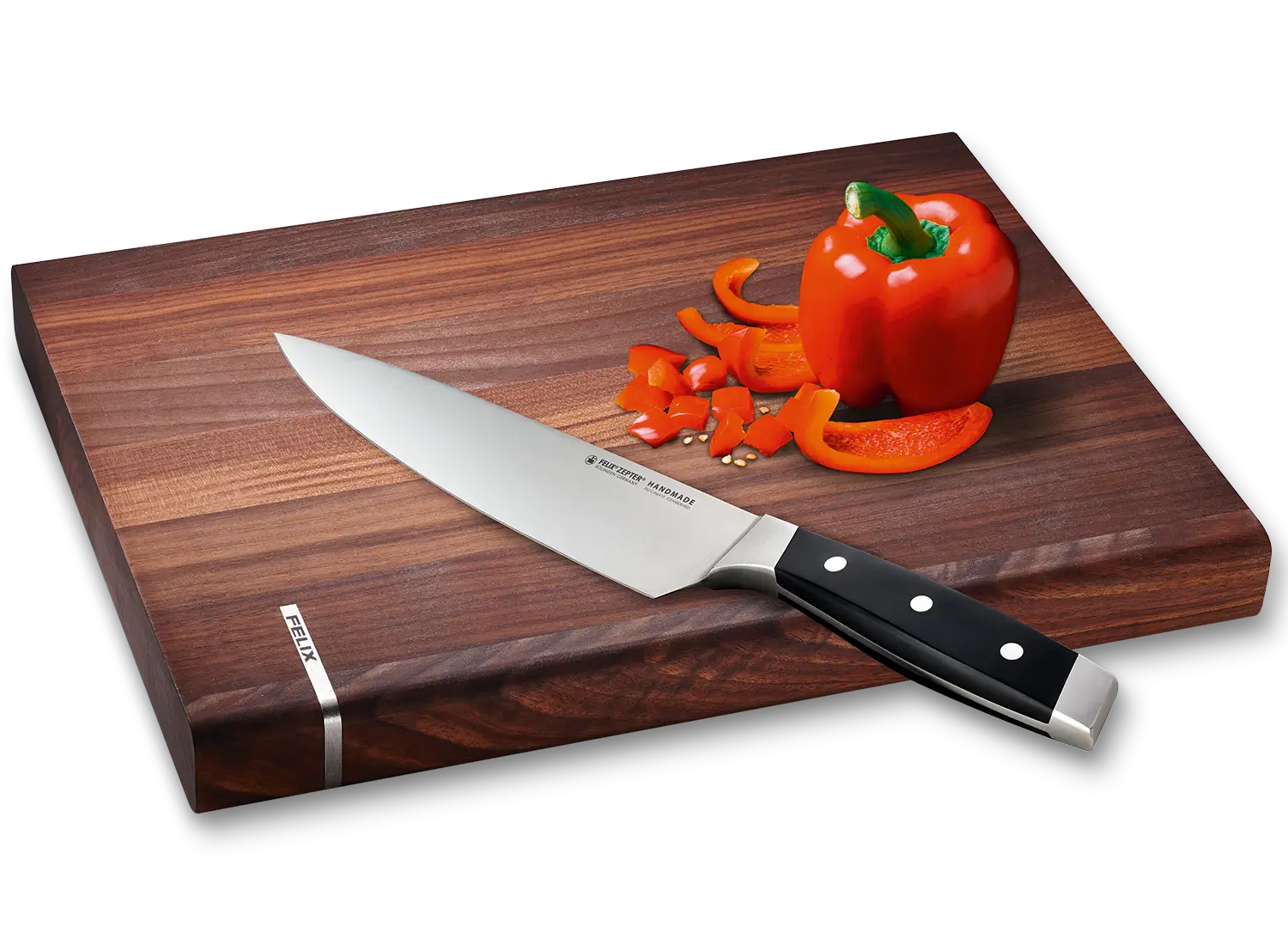 Cutting Board with Knife and Bell Pepper