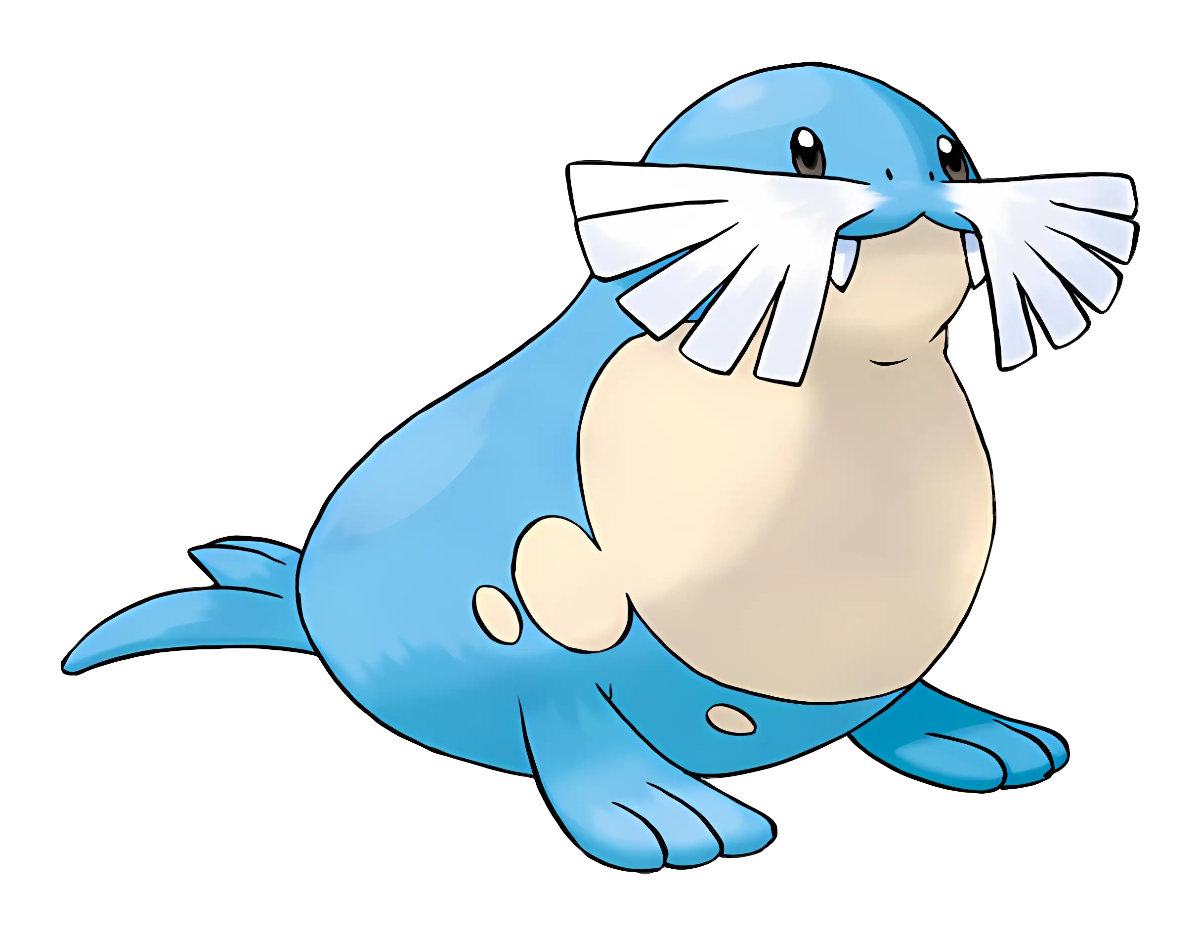 Blue Cartoon Seal with Whiskers