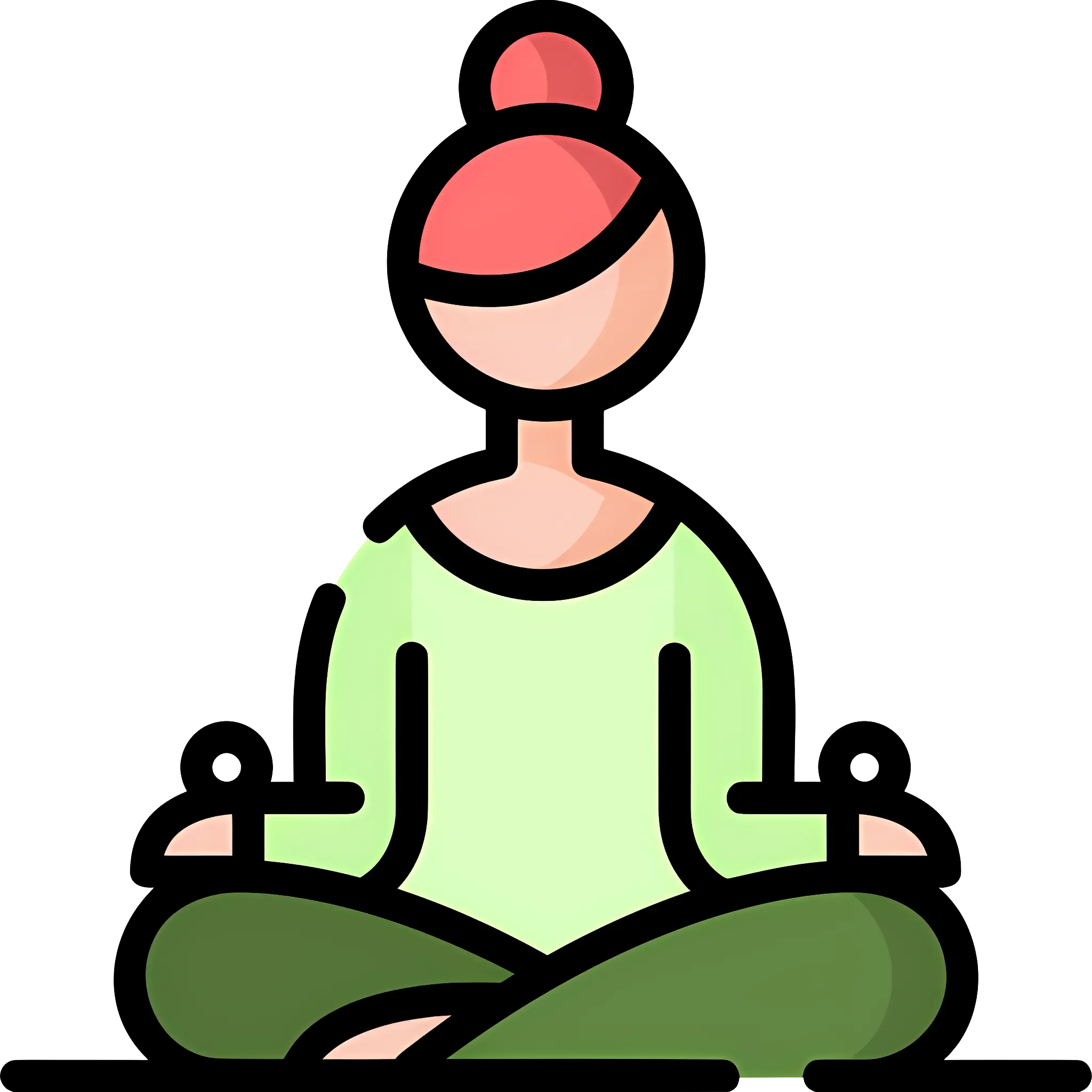 Cartoon Woman Meditating in a Sitting Pose