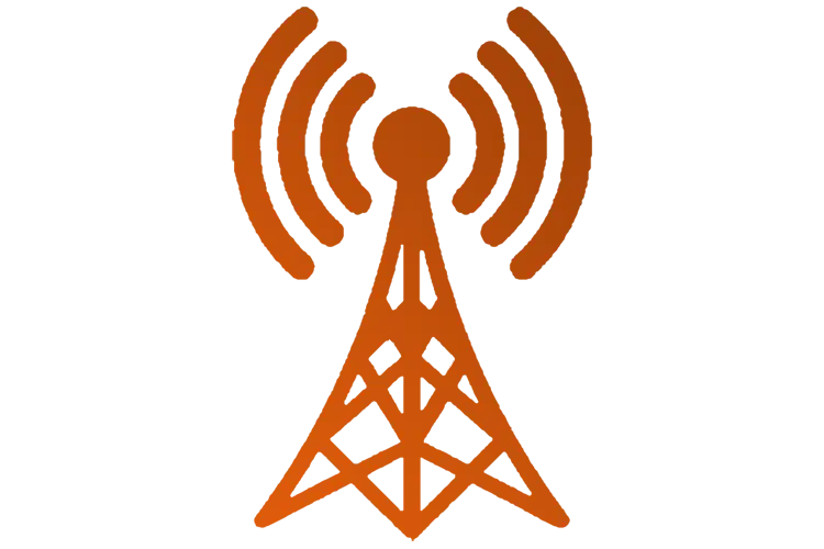 Orange Radio Tower Icon with Signals