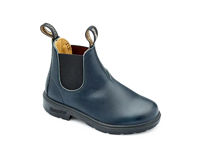 Navy Blue Leather Ankle Boot