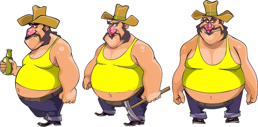 Cartoon Farmer Characters in Yellow Shirts