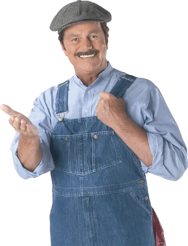 Man in Denim Overalls and Cap