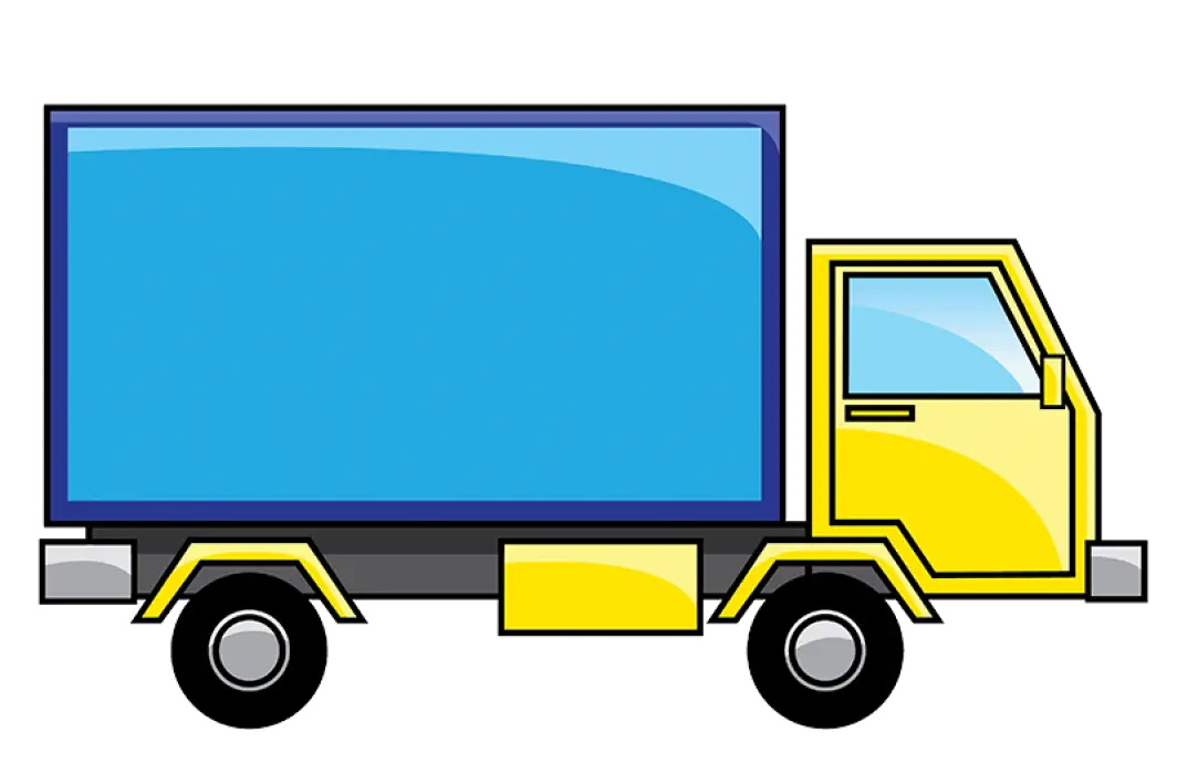 Yellow and Blue Delivery Truck Illustration
