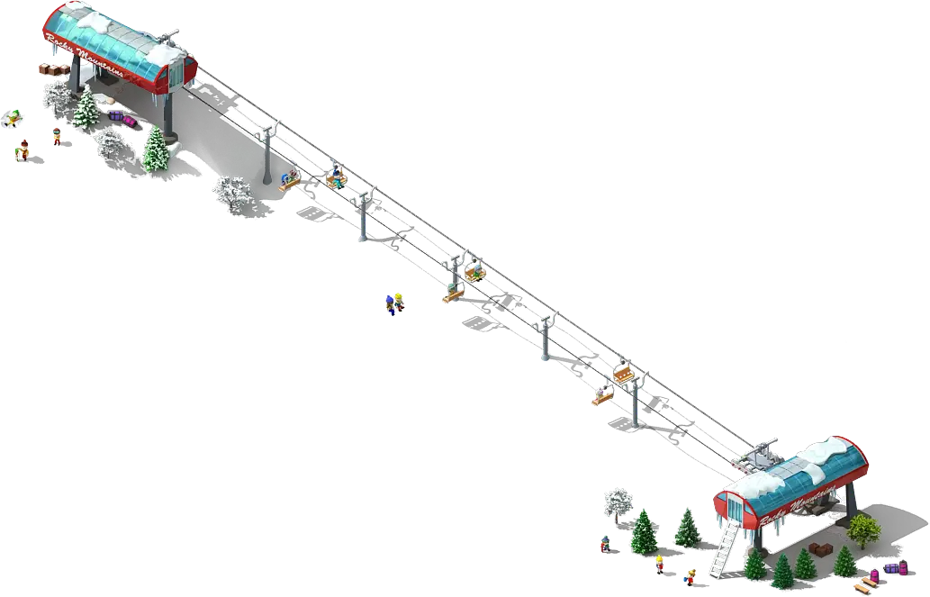 Ski Lift on Snowy Mountain
