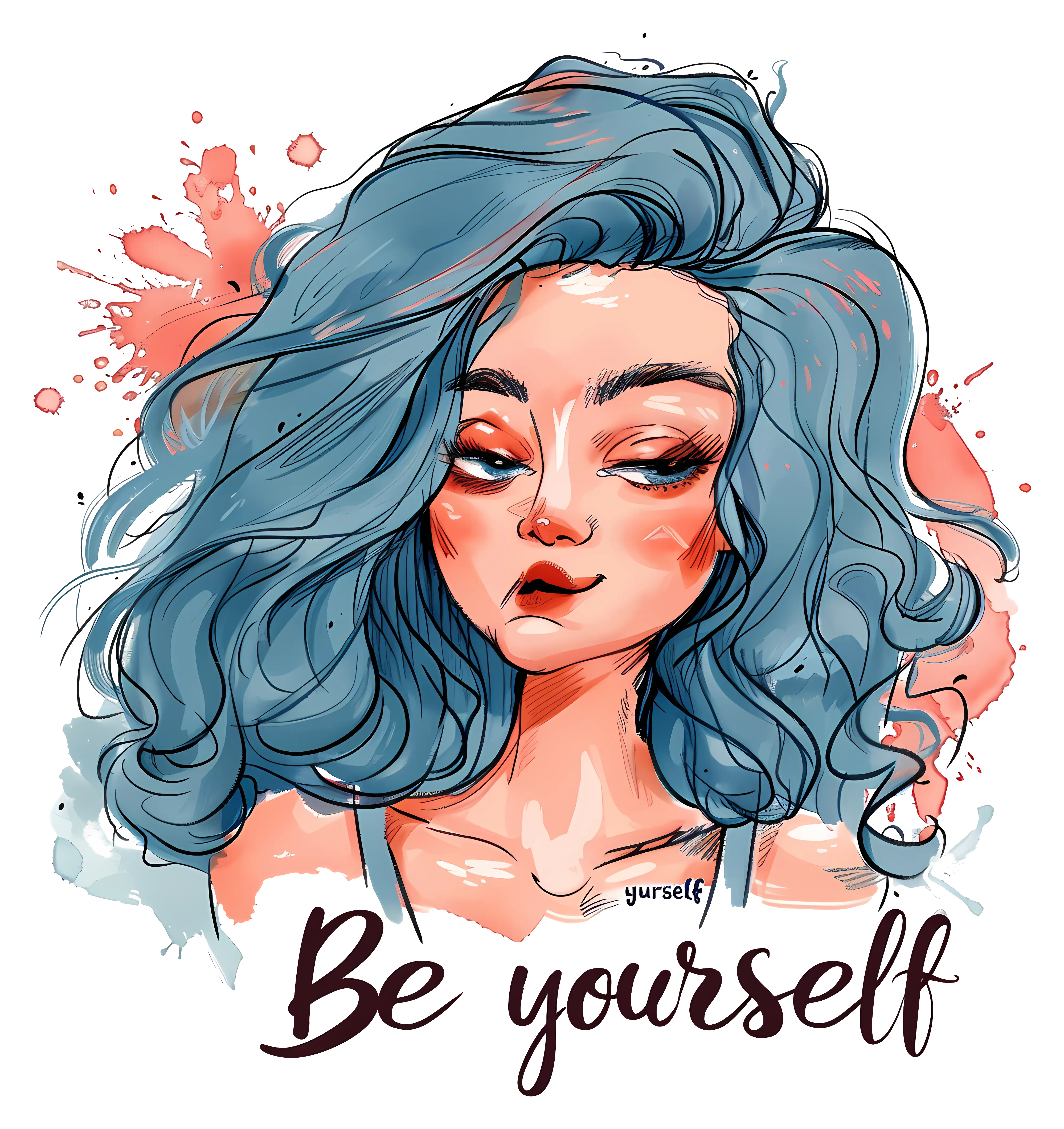Be Yourself Girl with Blue Hair