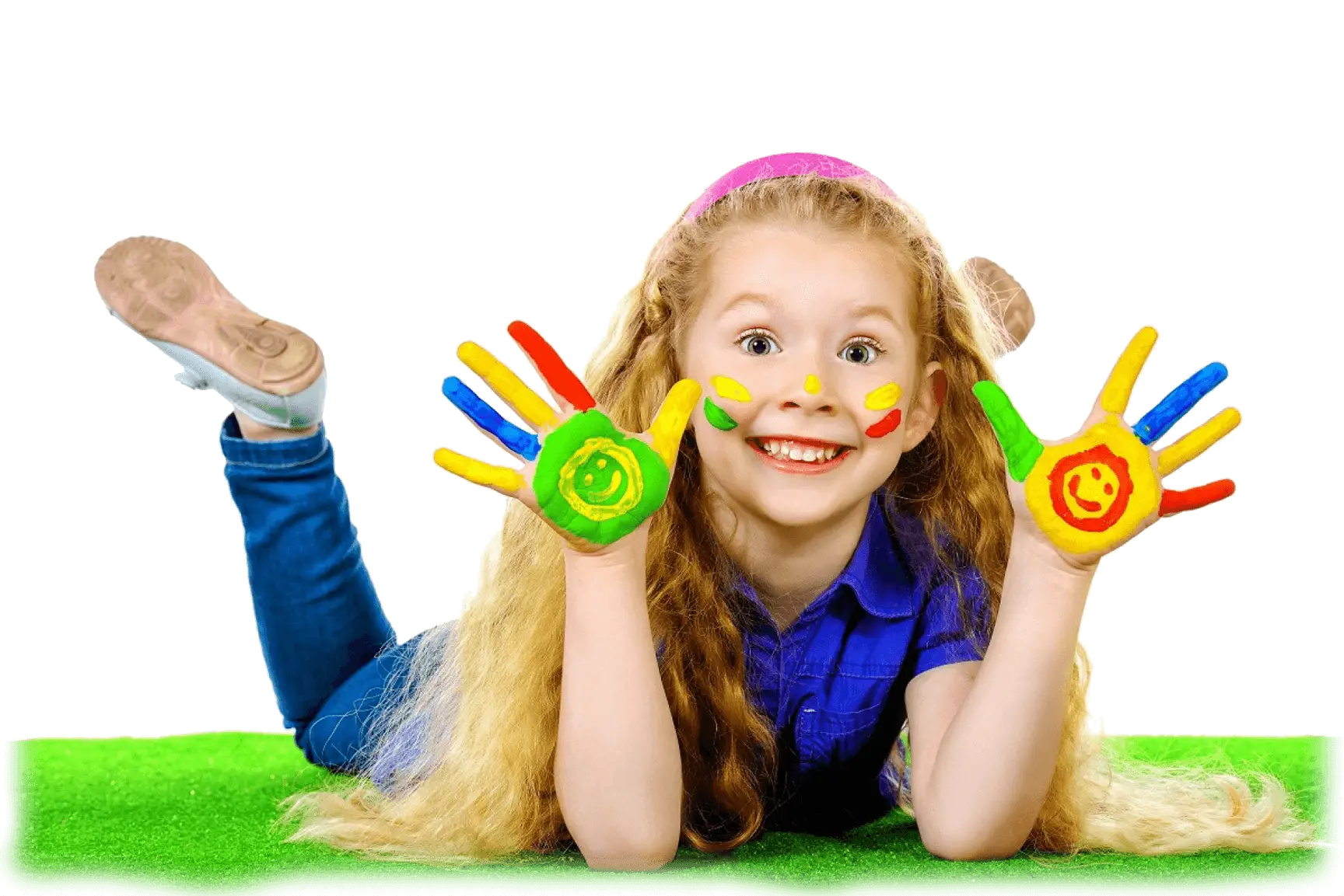 Happy Child with Painted Hands