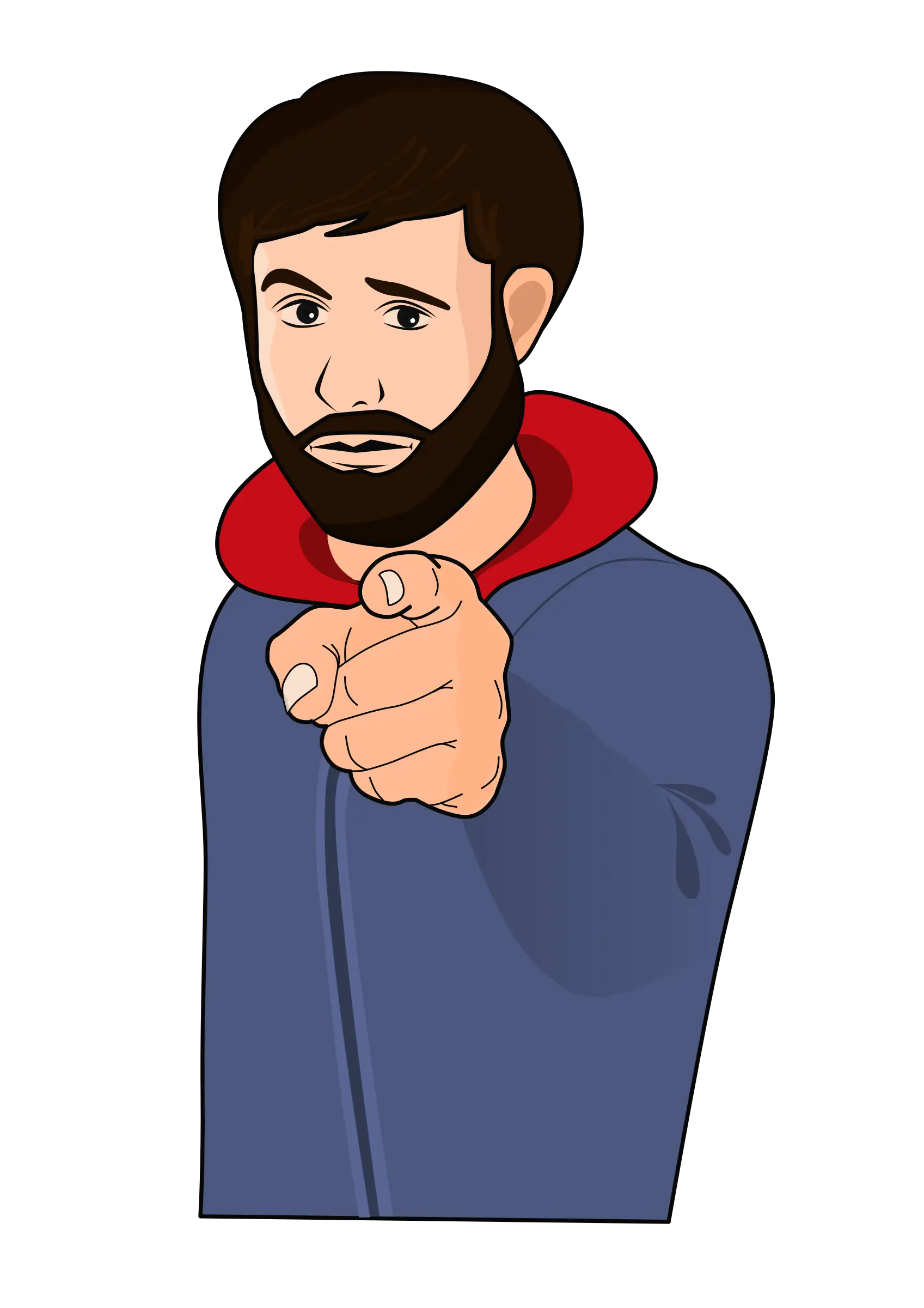 Bearded Man Pointing Illustration