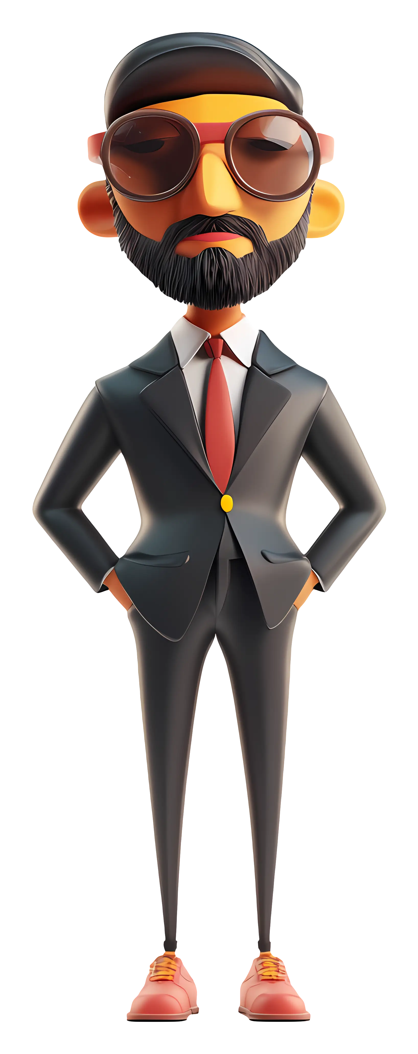 Cartoon Man in Suit with Sunglasses