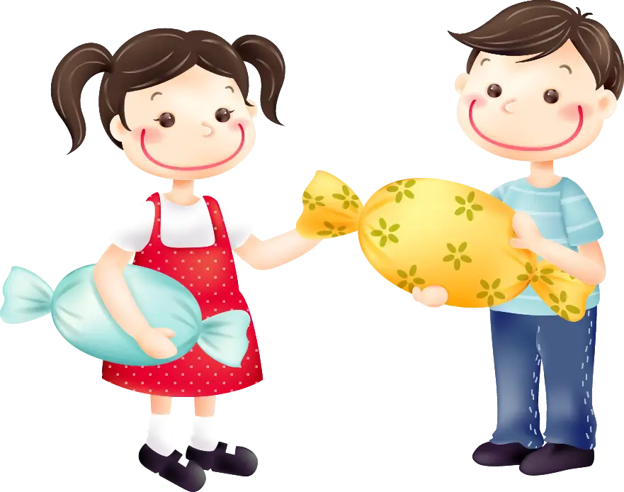 Children Sharing Large Candy