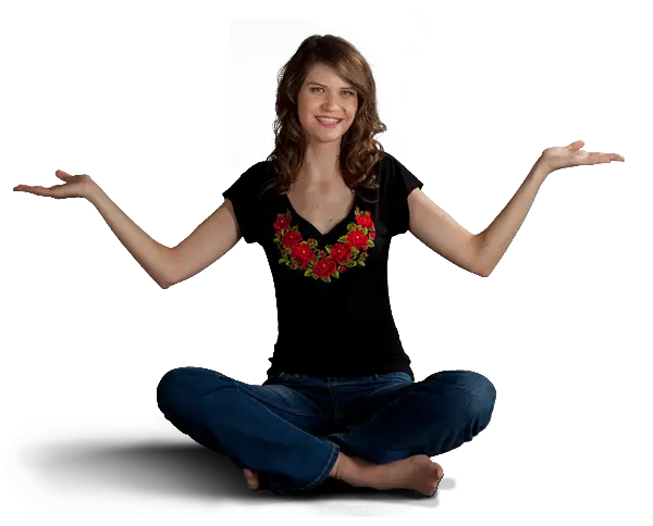 Smiling Woman Sitting Cross-Legged