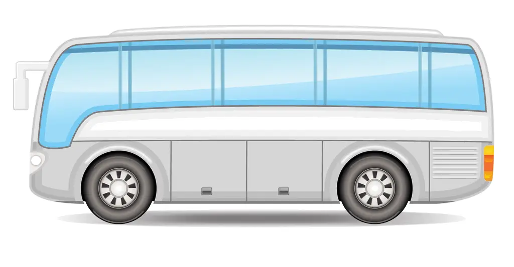 Illustration of White and Blue Bus